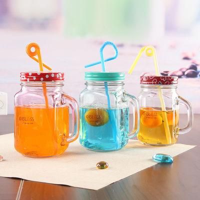 16 Ounce Glass Color Painted Mason Jar with Handle