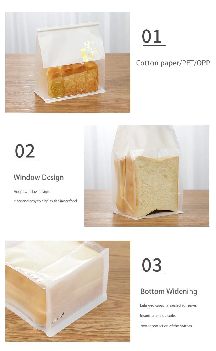 White Tin Tie Tab Lock Brown Window Bags Cookie Bread Treat Kraft Paper Bakery Bags with Window