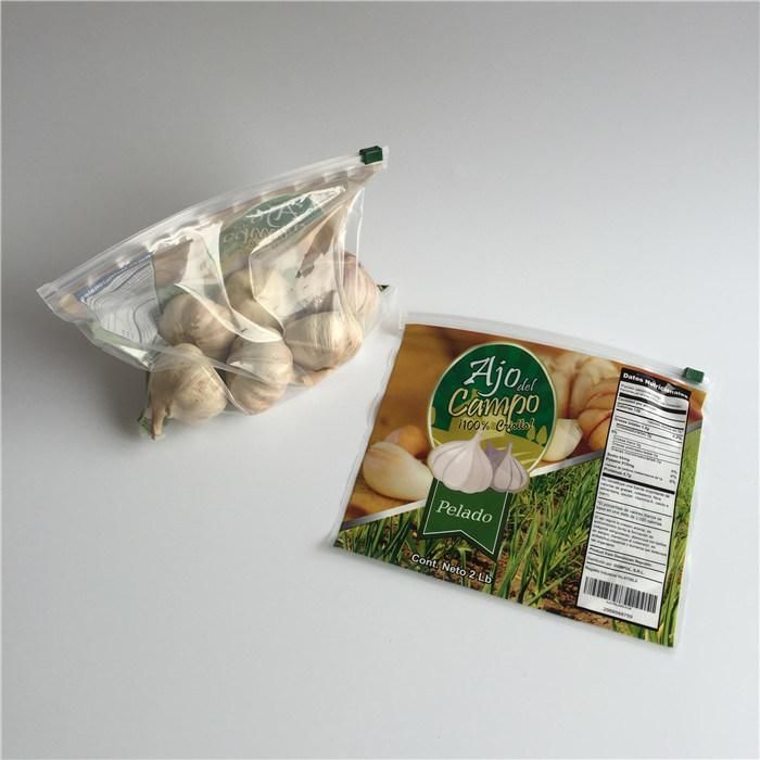 Multi-Color Printing LDPE Slider Reclosable Food Storage Bag for Garlic