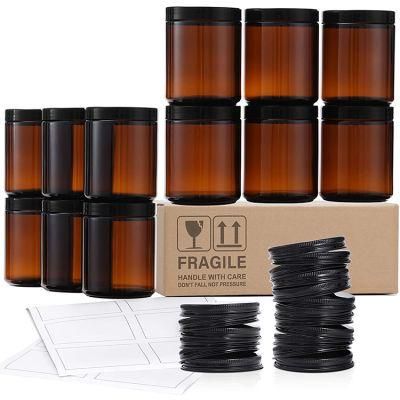 Amber Candle Making Glass Containers with Screw Metal Lids 100ml 250ml 500ml 1000ml