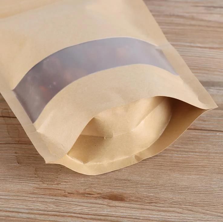 Thick Kraft Paper Self-Supporting Sealing Bag Nut Tea Food Packaging Bag Dried Fruit Sealed Bag