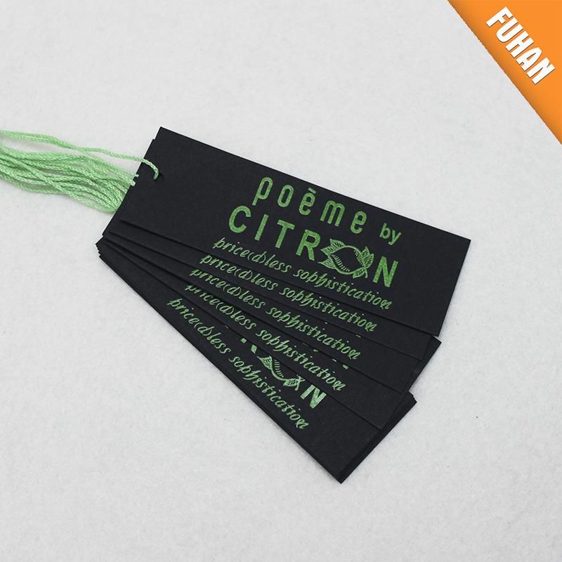 Customized Garment Silk Screen Printed Black Paper Hang Tag