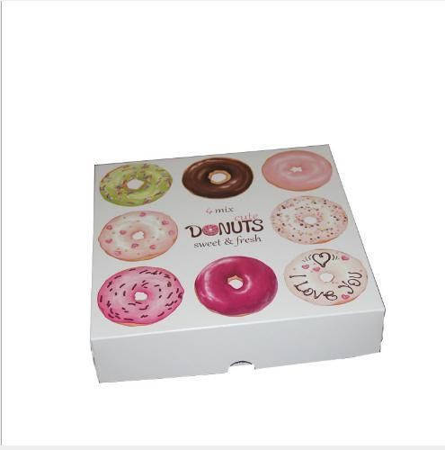 Wholesale Customized Color Printing Thickened 1/2/3/4/9 Single Donut Packaging Box Carton Disposable Blank Pastry Baking Packing