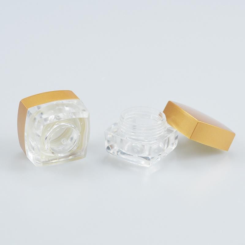 Warehouse Plastic Acrylic 3G5g Cream Jar Sample Transparent Bottle Gold Lid