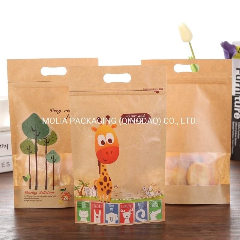 Hot Sale Biodegradable Plastic Stand up Snack Packaging Bag with Open Mouth