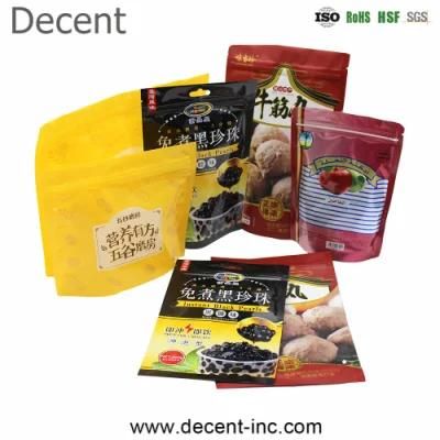 Wholesale Food Grade Black Matte Stand up Pouch with Clear Window in Stock with Customized Sticker