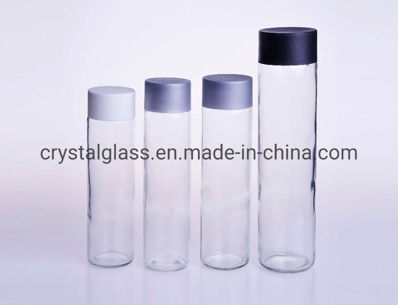 350ml 400ml Voss Shaped Glass Water Bottle for Milk Tea with Plastic Color Lid 500ml 800ml