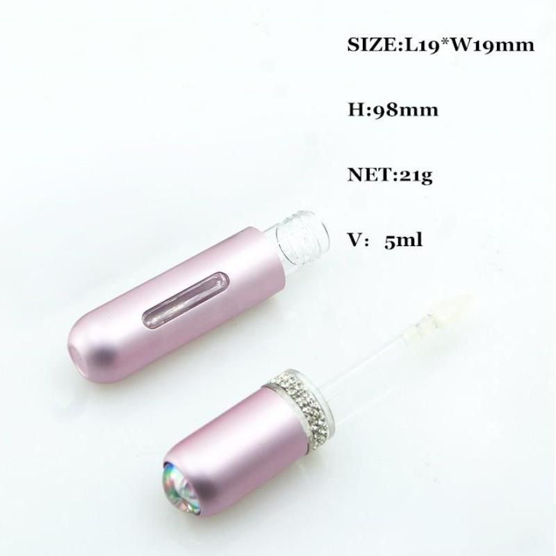 Pink Aluminum Cover 5ml Ready Stock Pink Empty Liptint Bottle Plastic Lip Gloss Packaging Containers Tube with Brush