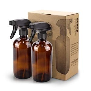 Amber Glass Spray Bottles for Cleaning Solutions 16oz Refillable Sprayer for Essential Oil Water