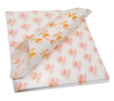 Wholesale Custom Food Grade Greaseproof Wax PE Coated Sandwich Burger Bread Packaging Wrapping Paper with Logo Print