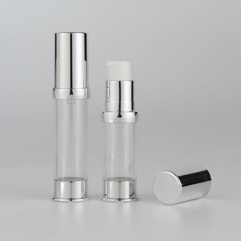 Silver in Stock 5ml 10ml 15ml Mini Atomizer White Head Mist Airless Spray Bottle Packaging Cosmetic Airless Pump Bottles