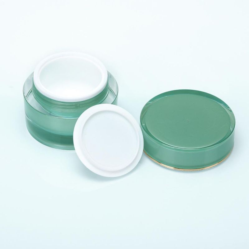 in Stock Cosmetic Container Eempty 5g Green Acrylic Cream Jar Lip Balm Jar for Skin Care