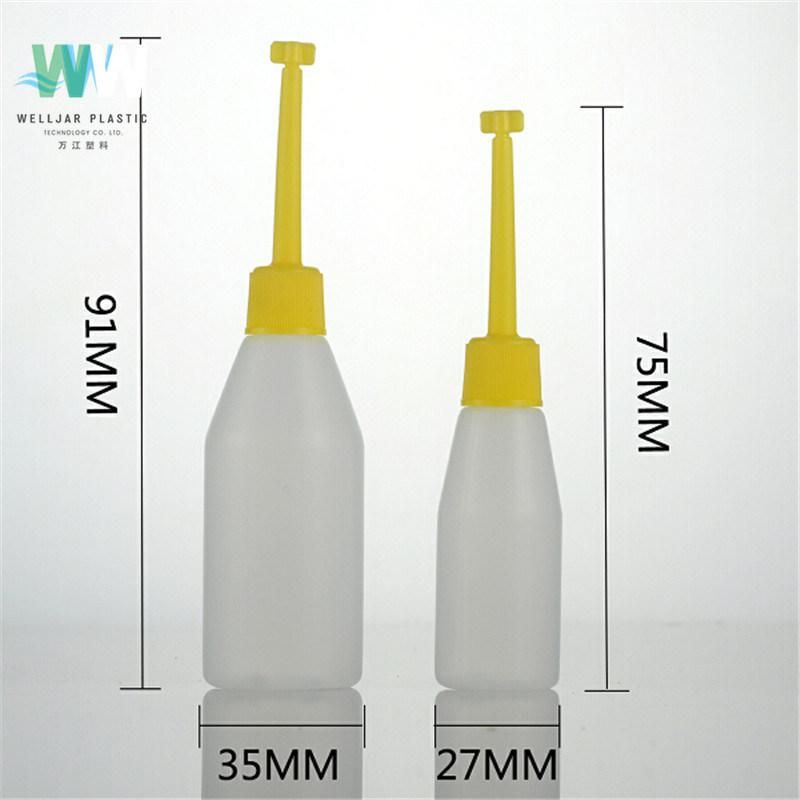25ml PE Cone Bottle with PP Plastic Yellow Knob