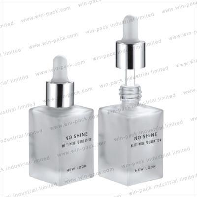 Square Cosmetic Frosted Clear White Rectangular Glass Bottle 30ml for Essential Oil