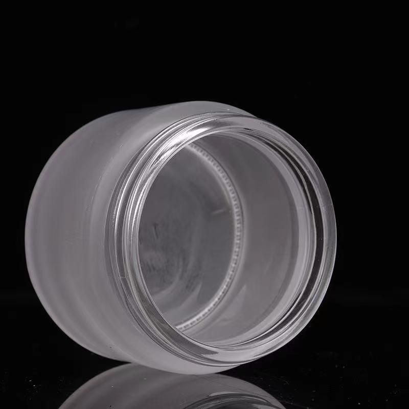 Matte Glass Cream Jar with Wood Plastic Bottle Cap