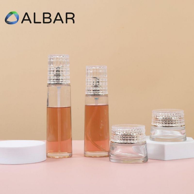 High Quality Oval Cylinder Transparent Glass Bottles for Cosmetics and Skincare