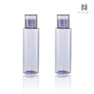 120ml Purple Pet Bottle Toner Liquid Bottle with Screw Cap with Cover Flat Shoulder Plastic Round Bottle