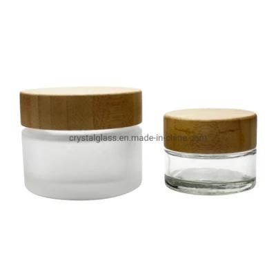 30ml Top Grade Transparent Glass Jar for Cosmetic Cream with Wooden Lid