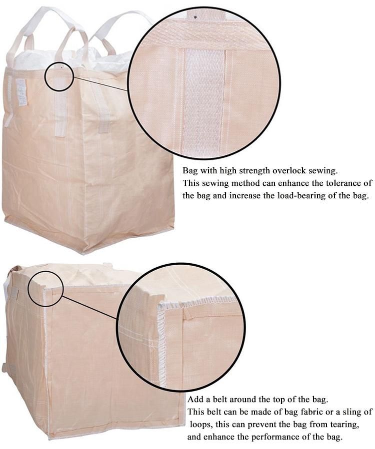 Big Bag 1ton 1.5ton PP Jumbo Bag FIBC Bulk PP Packaging Bulk Bags for Sugar Fertilizer Powder