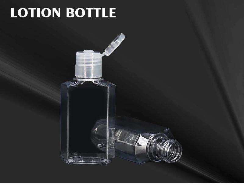 2oz 60ml Pet Transparent Sanitizer Gel Bottle Flip Caps Small Bottles Container Package