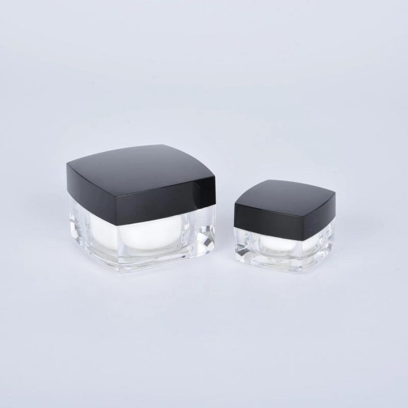 Square 50g Double Wall Container Acrylic Moisturizing Facial Cream Jar