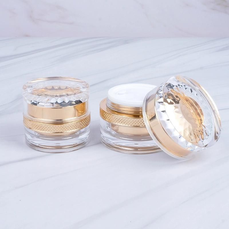 in Stock 15g 30g 50g Hot Selling Luxury Gold Cosmetic Jar and Bottle Acrylic Plastic Cream Container Jars