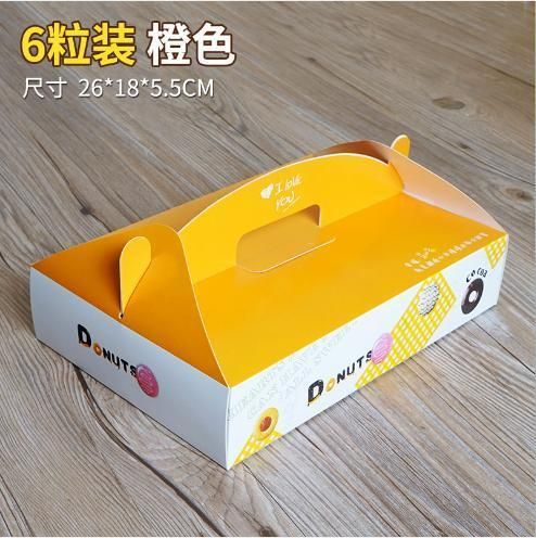 Wholesale Customized Color Printing 4 PCS 6 PCS Donut Paper Package Print Egg Tart Pastry Cake Packing Custom Printed Donut Cardboard Boxes Baking Packaging