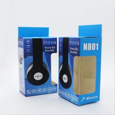 Colour Printing Hardboard Paper Magnet Ribbon Closures Folding Packaging Box for Earphone