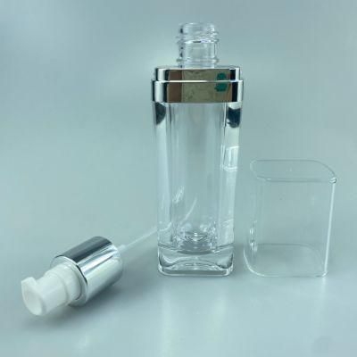 Rectangular Acrylic Emulsion Bottle Foundation Liquid Bottle Essence Milk Bottle 30-50ml