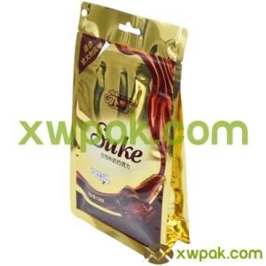 Flat Bottom Plastic Packaging Bag with Zipper Top Seal and Valve