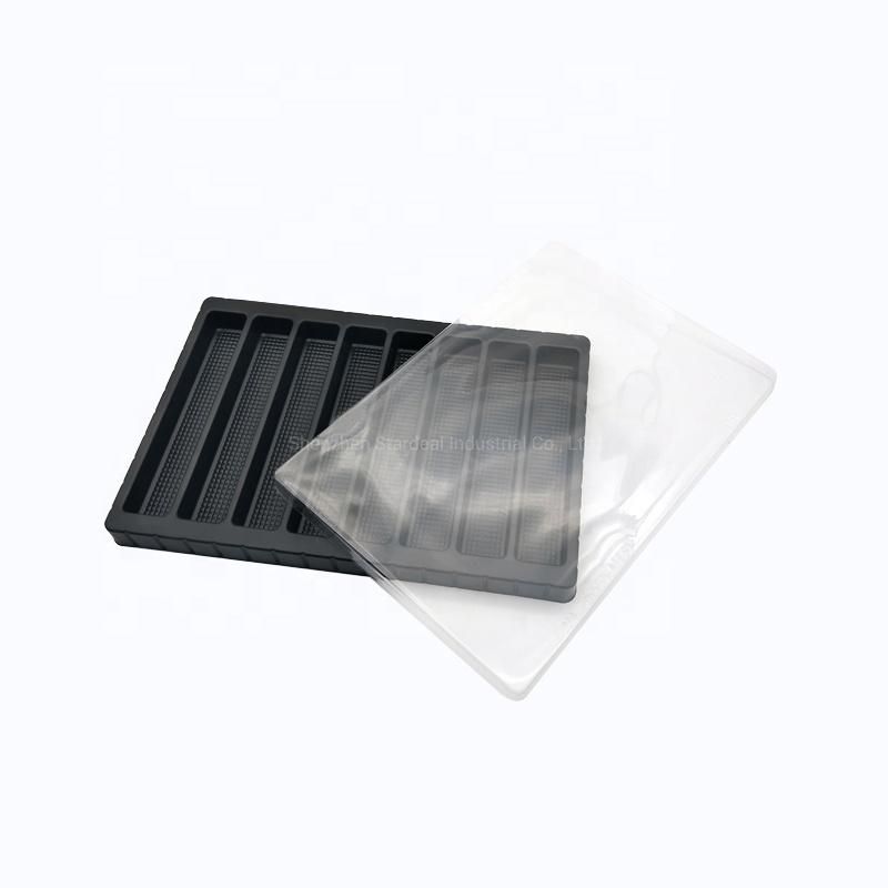 Black Plastic Clamshell Food Packaging Macaron PP Blister Tray with Lid
