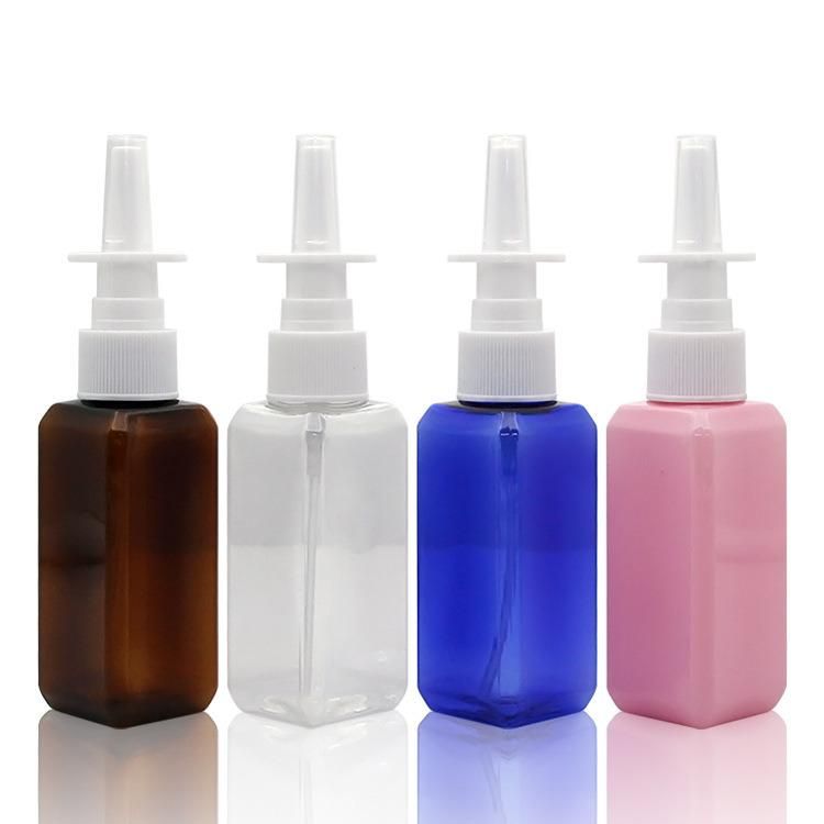 Colorful 50ml Pet Plastic Nozzle Nose Wash System Nasal Spray Bottle with Nasal Spray