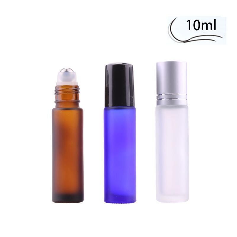 10ml Amber Blue Essential Oil Empty Perfume Bottle 10cc Roller Ball Thick Glass Roll on Durable for Travel