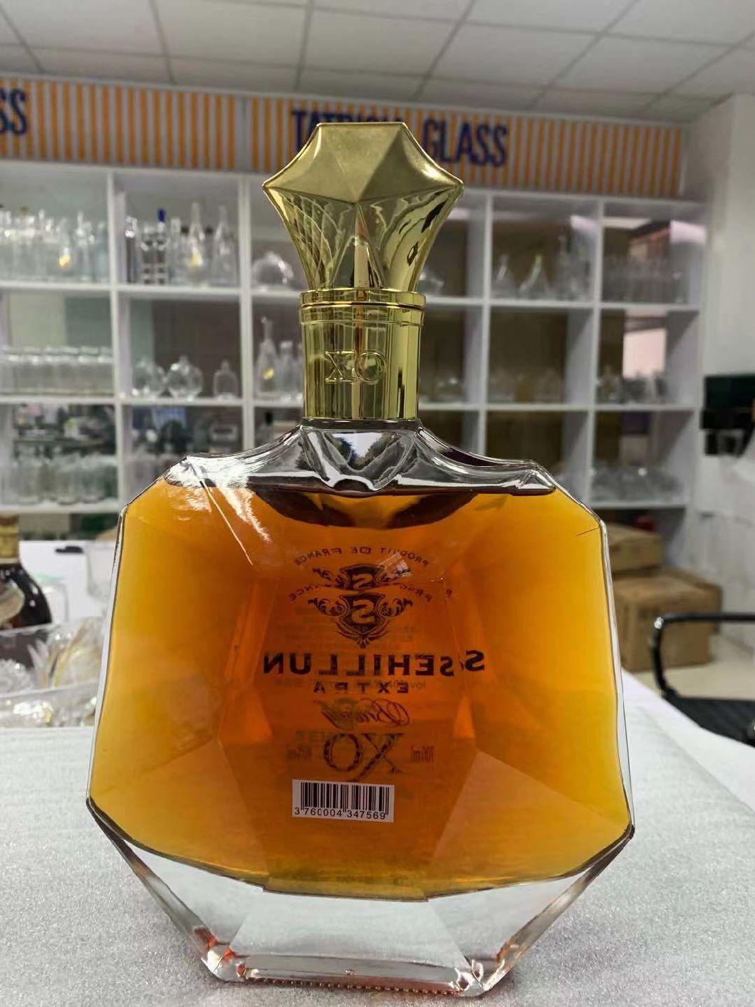 Wholesale Thick Base Classic High End 700ml 40oz Glass Liquor Spirit Wine Brandy Vodka Whisky Bottle