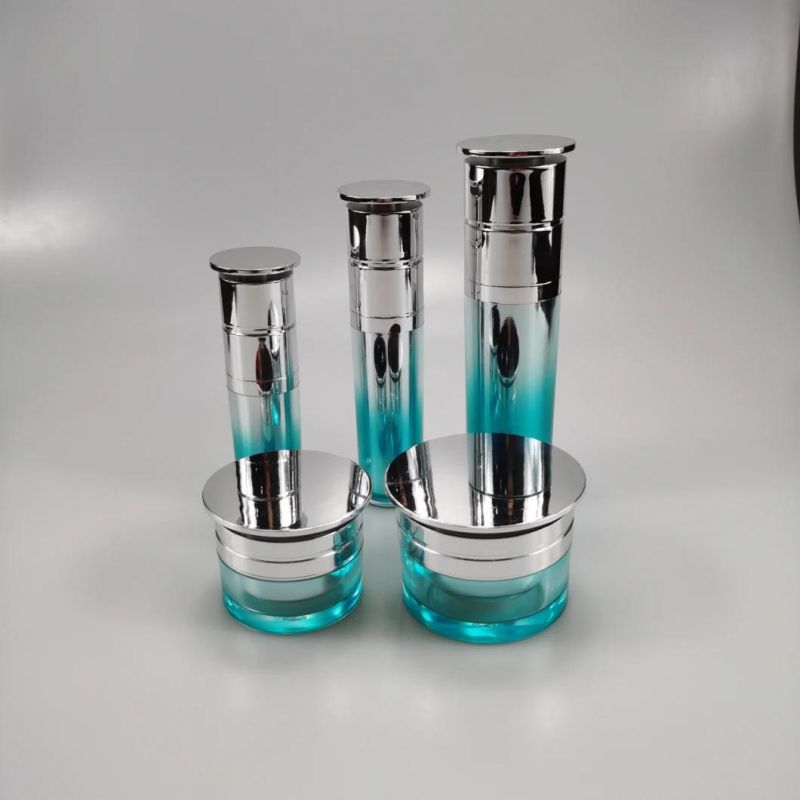 30ml 50ml 100ml Blue Electroplated Emulsion Bottle Essence Bottle with Mushroom Silver Cap for Eye Cream