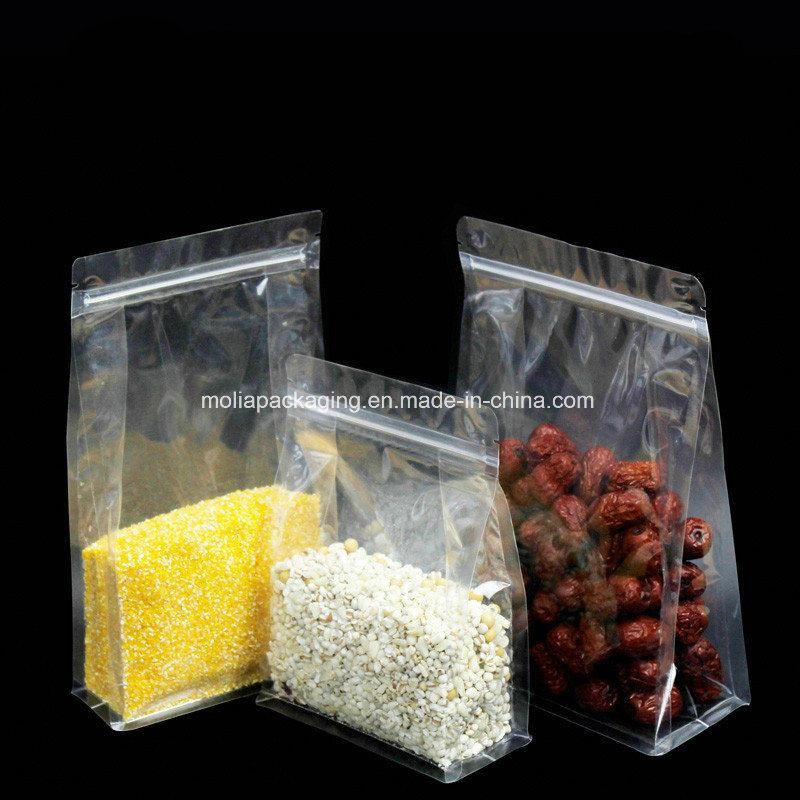 Stand up Clear Poly Bag Ziplock Flat Bottom Organ Bags Bellows Pocket for Bean Nuts Storage Heat Seal Plastic Doypack Zip Lock Pack Package Pouches