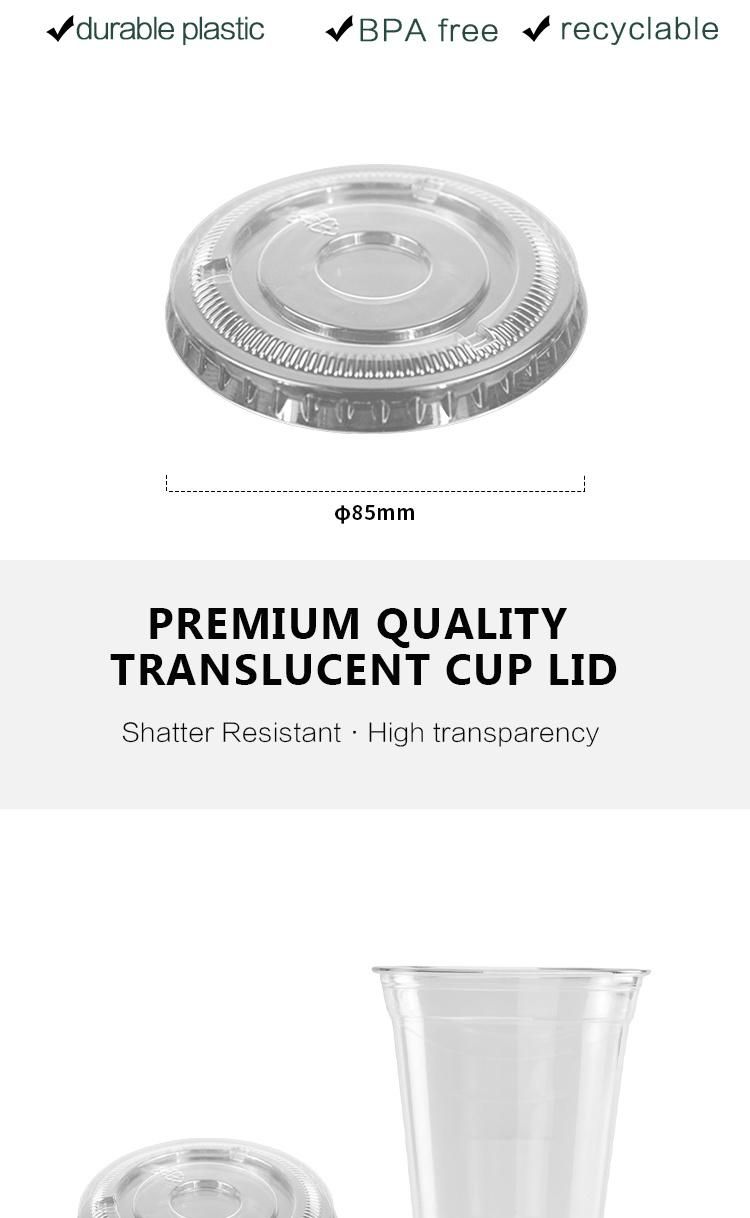 Disposable Plastic Tableware 85mm Diameter Pet Plastic Lid Transparent Custom for Cup