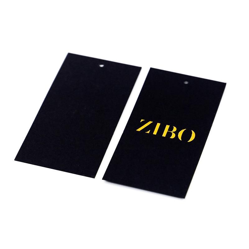 Custom Luxury Gold Printed Black Paper 400GSM Hang Tag