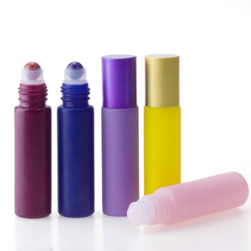 Colorful 10ml High Quality Jade Roll on Bottle Frosted Glass Essential Oil Perfume Roller Bottle Fragrance Bottle