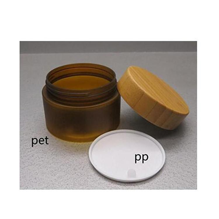 150ml Empty Amber Pet Plastic Bamboo Texture Cream Jars Ssh-4047