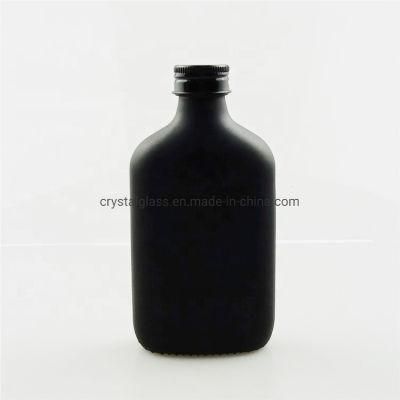 Matt Black Color Customized Clear Glass Flask Bottle with Gold Lid 100ml