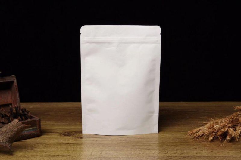 500g Square Bottom White Kraft Paper Bag with Ziplock