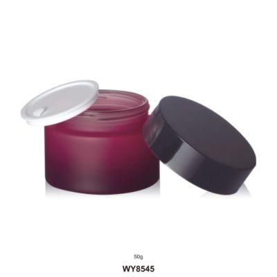 Red Wine Color Glass Cream Jar for Skincare 15g 30g 50g Roud Shape Bottle with Screw Cap