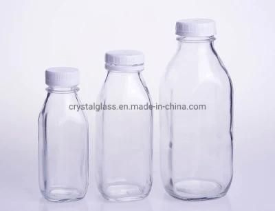 Customized Printing 32oz 1000ml Square Glass Milk Bottle with Plastic Safety Cap