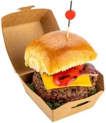 5% off Cardboard Burger Box Kraft Paper Hamburger Box for Fast Food Takeaway Packaging