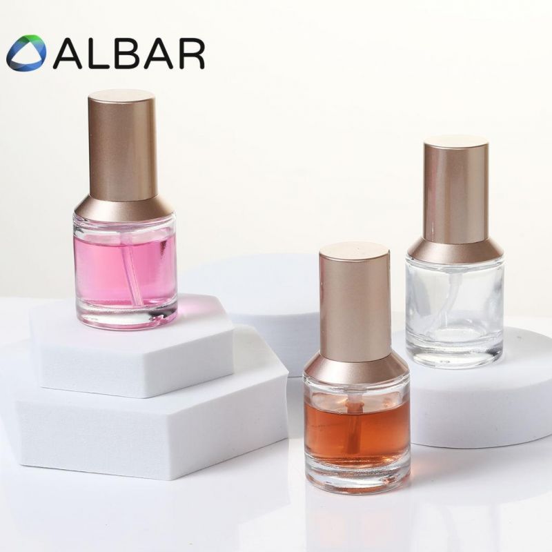 High Class Oblique Shoulder Gold Face Care Round Attar Glass Bottles