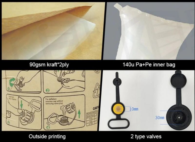 50*100cm Transportation Protective Inflatable Kraft Paper Air Dunnage Bags