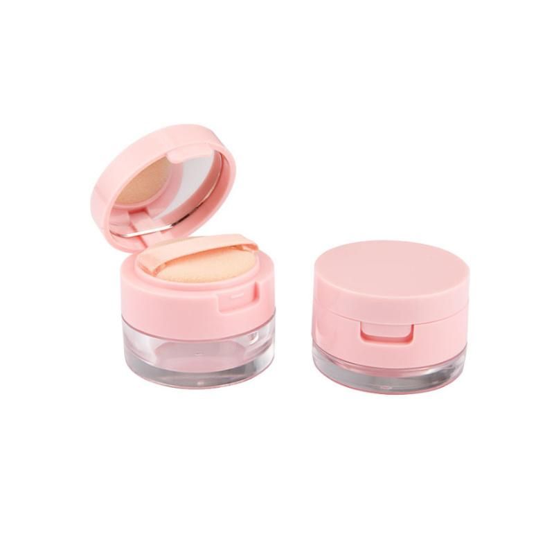 3G 5g Pink Makeup Packaging Custom Logo Plastic Empty Round Transparent Loose Powder Jar with Sifter and Puff