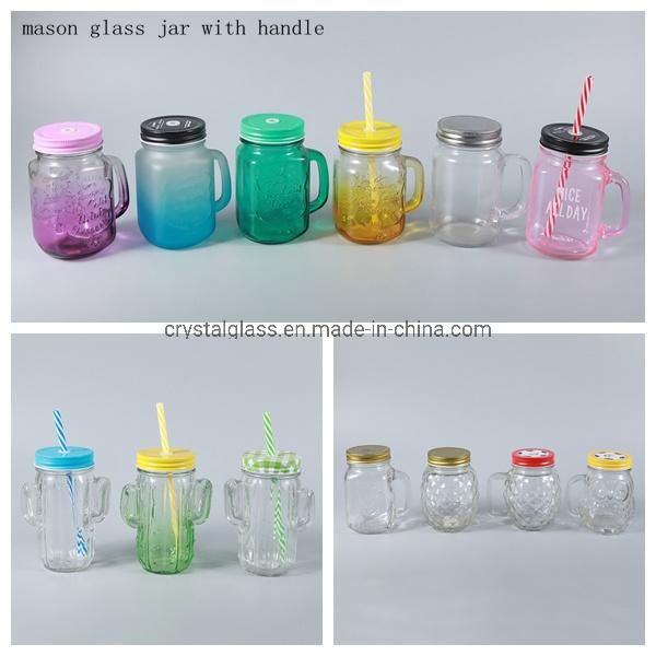 16oz Drinking Mug Glass Mason Jar with Handle