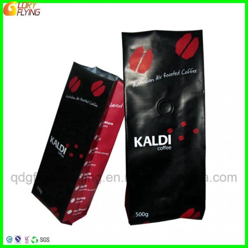 Four-Side Sealed Plastic Paper Bag with Degassing Valve/Coffee Bag/Food Packaging Supplier